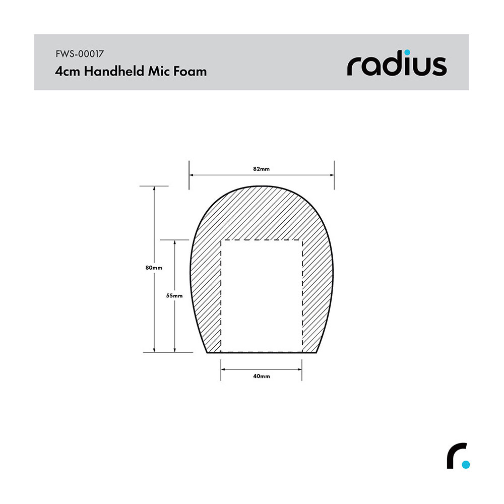 Radius Handheld / Reporter Mic Foam Windscreen - 40/55